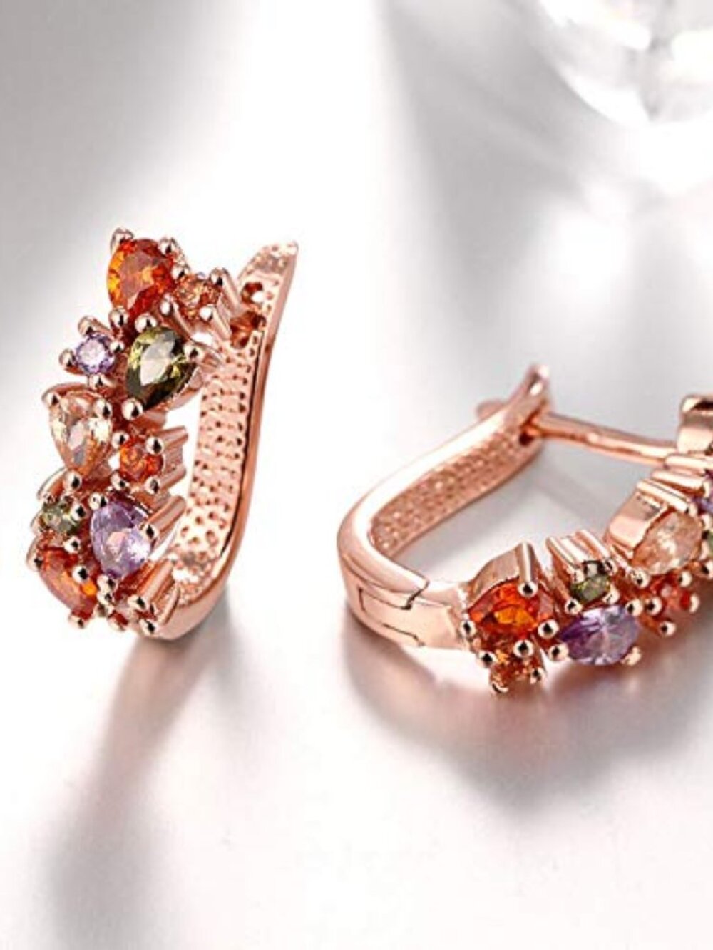 Huggie Stud Earrings for Women‎ Hoop Earrings Multicolored Crystal Elements